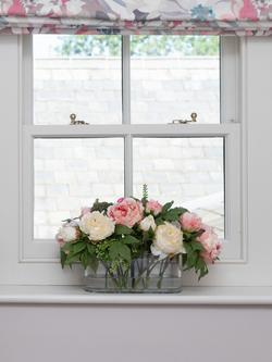 Floralsilk Artificial Deluxe Peony in Oblong Glass Vase, Pink - view 2, Pink/White