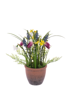 Floralsilk Artificial Spring Flowers in Pot, 38cm, Multi