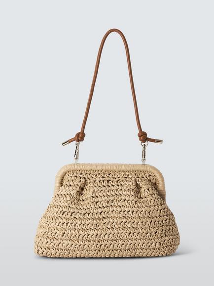 John Lewis Raffia Large Clutch Bag, Light Brown - view 2, Light Brown