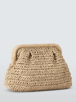 John Lewis Raffia Large Clutch Bag, Light Brown, Light Brown