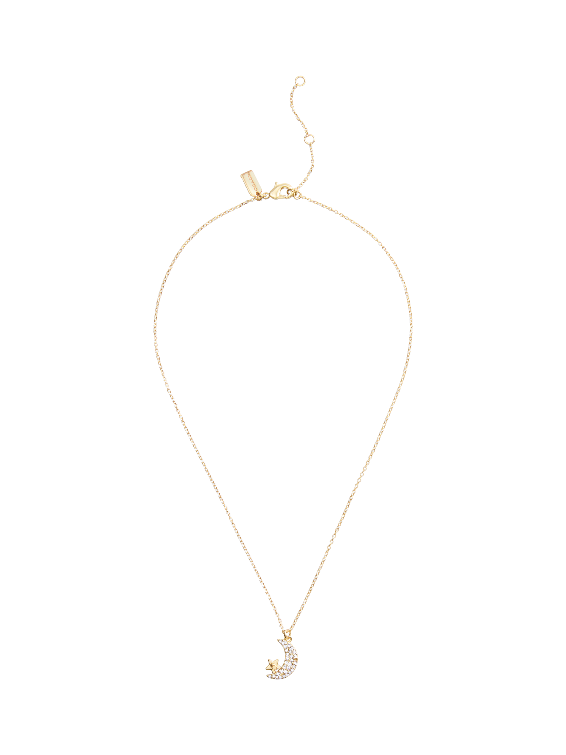 Product image 3 of 5, which shows Coach Celestial Star and Moon Pendant Necklace and Earrings Jewellery Set, Gold