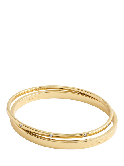 Coach Crystal and Logo Duo Bangle Set, Gold, Gold