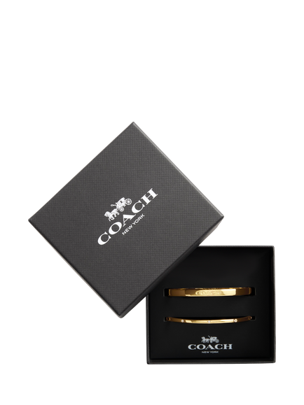 Coach Crystal and Logo Duo Bangle Set, Gold - view 2, Gold