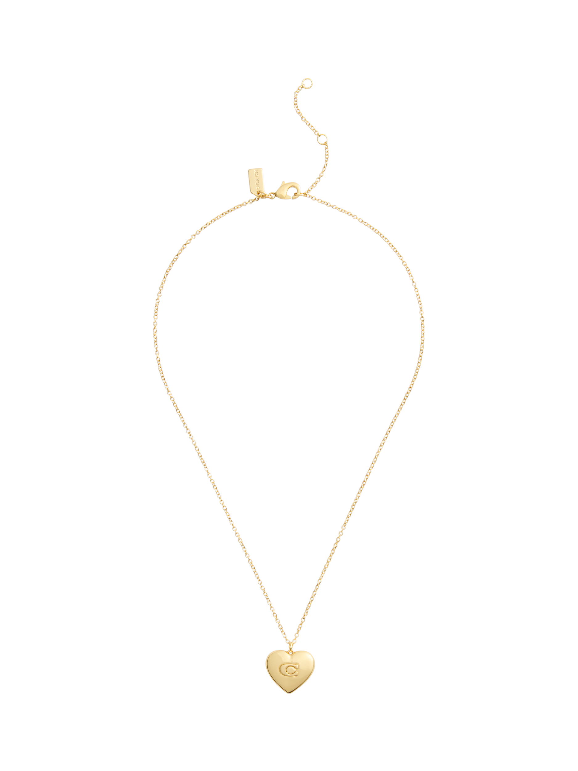 Product image 1 of 3, which shows Coach Puffy Heart Pendant Necklace, Gold