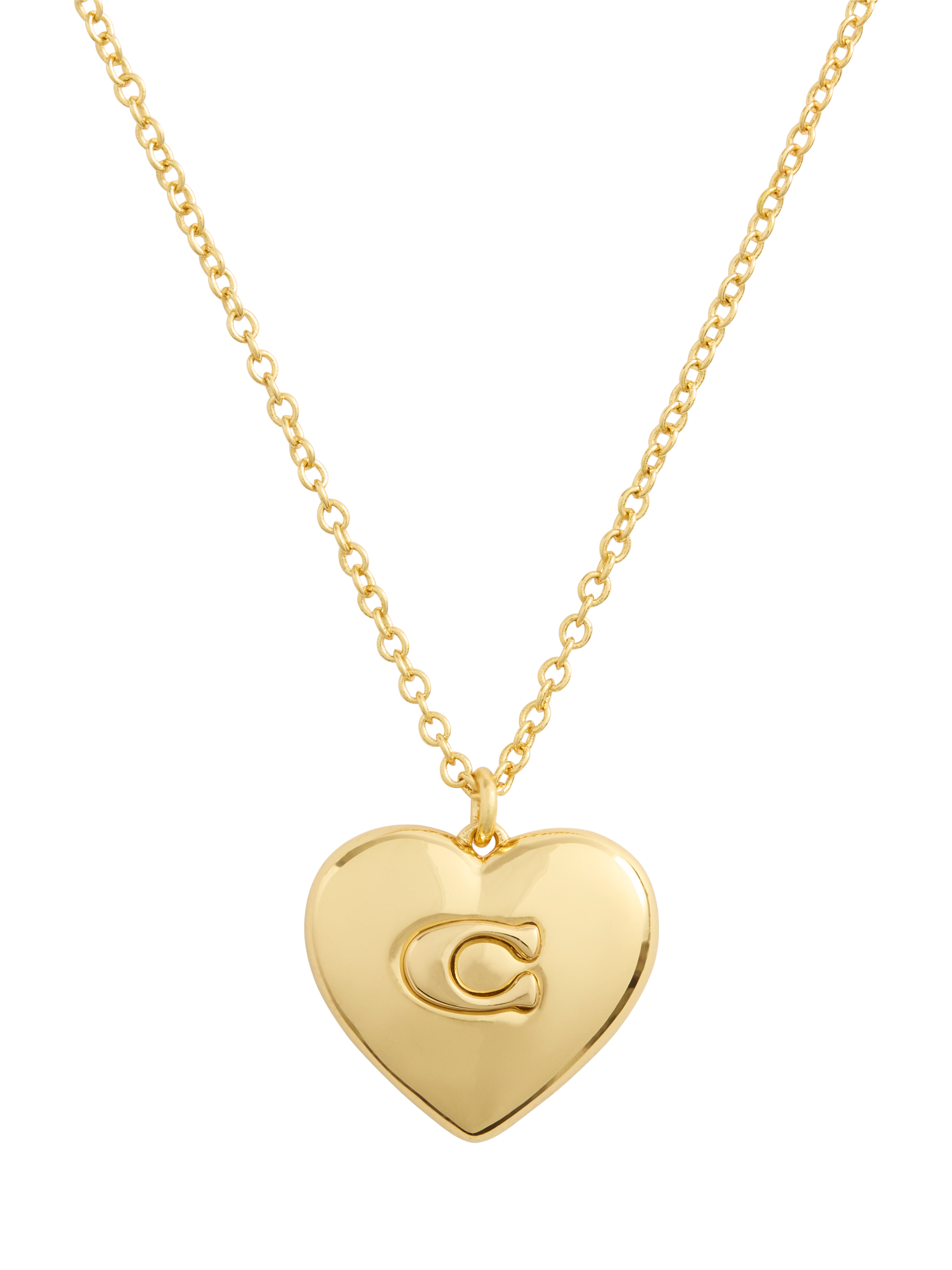 Product image 2 of 3, which shows Coach Puffy Heart Pendant Necklace, Gold