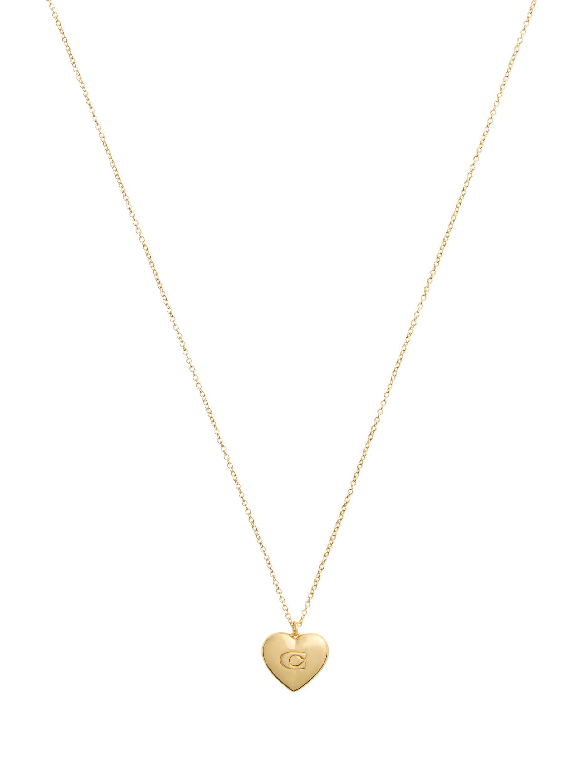 Product image 3 of 3, which shows Coach Puffy Heart Pendant Necklace, Gold
