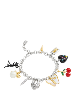 Coach Mixed Motif Charm Bracelet, Silver/Multi - view 2, Silver/Multi