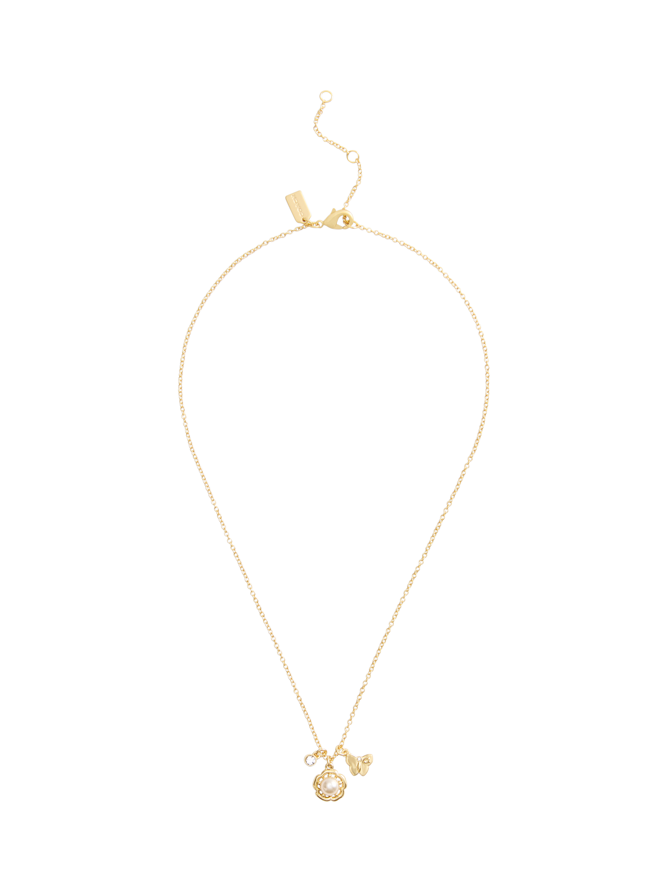 Product image 3 of 5, which shows Coach Flower Pendant Necklace and Earrings Jewellery Set, Gold