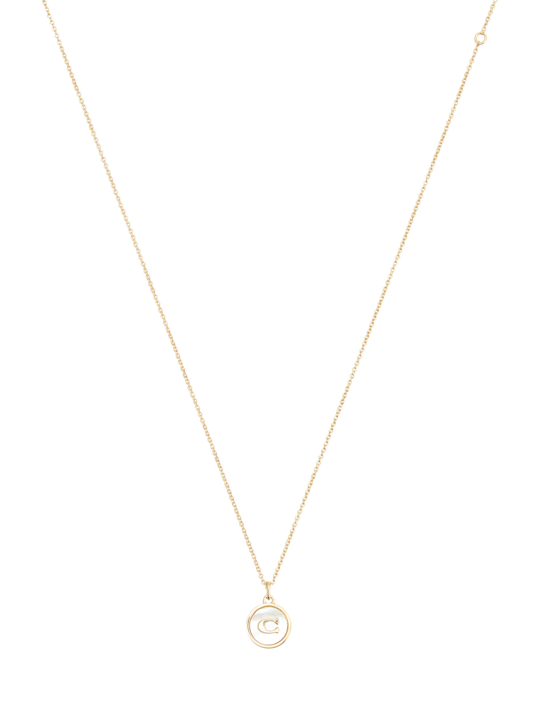 Product image 2 of 2, which shows Coach Mother of Pearl Motif Coin Pendant Necklace, Gold