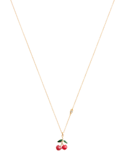 Coach Cherry Cluster Pendant Chain Necklace, Gold/Red - view 2, Gold/Red