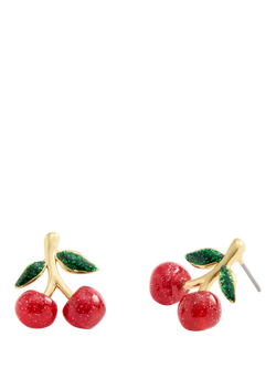 Coach Cherry Cluster Stud Earrings, Gold/Red, Gold/Red