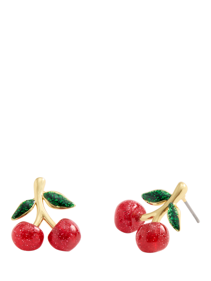 Coach Cherry Cluster Stud Earrings, Gold/Red, Gold/Red