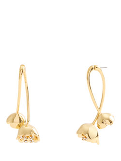 Coach Crystal Floral Motif Drop Earrings, Gold, Gold