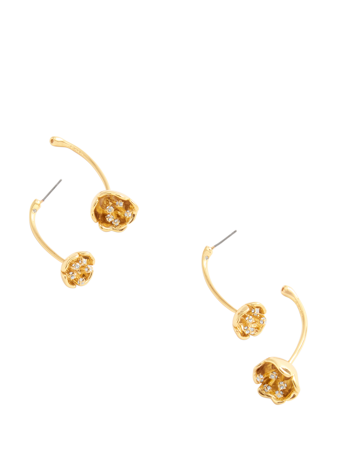 Product image 3 of 3, which shows Coach Crystal Floral Motif Drop Earrings, Gold