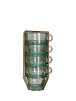 Vidrios San Miguel Recycled Glass Stackable Espresso Cup, Set of 4, 100ml, Clear, Clear