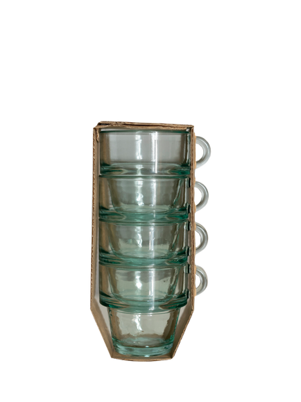 Vidrios San Miguel Recycled Glass Stackable Espresso Cup, Set of 4, 100ml, Clear, Clear
