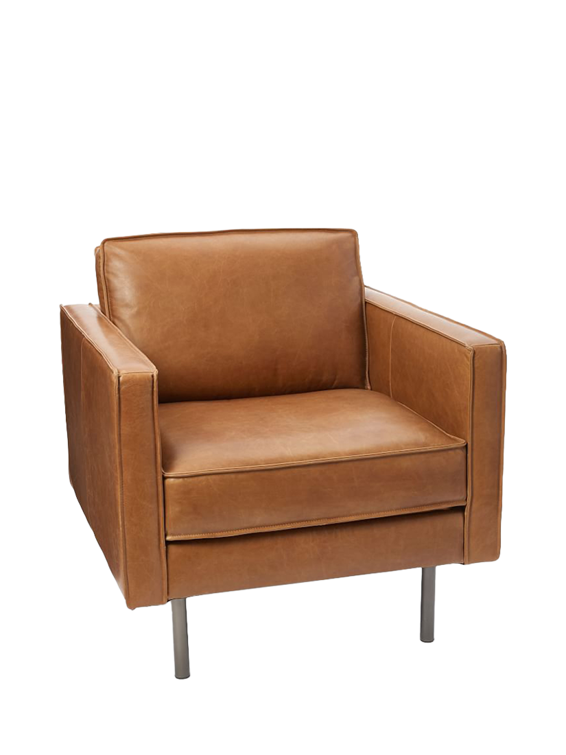 Axel Range, west elm Axel Leather Armchair, Brown