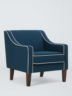 John Lewis Marlow Armchair, Dark Leg, Dark Blue, Natural Piping