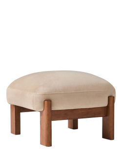 West Elm Nils Deluxe Velvet Footstool, Clay/Cool Walnut, Deluxe Velvet
