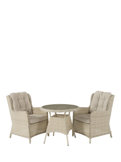 Bramblecrest Chedworth 2-Seater Garden Bistro Table & Chairs Set, Sandstone, Sandstone