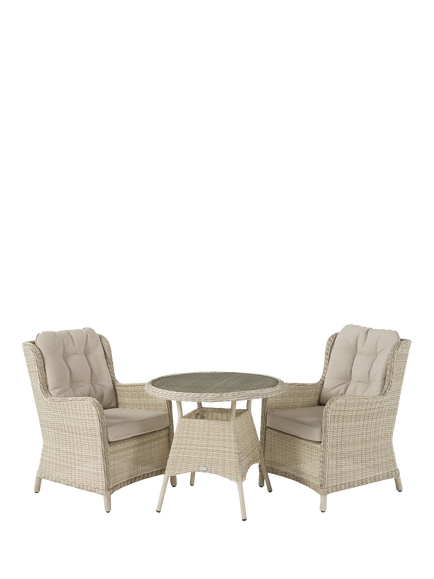 Bramblecrest Chedworth 2-Seater Garden Bistro Table & Chairs Set, Sandstone, Sandstone