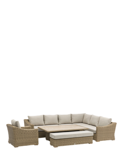 Bramblecrest Fairford 8-Seater L-Shape Garden Sofa Set & Height Adjustable Table, Walnut - view 2, Walnut