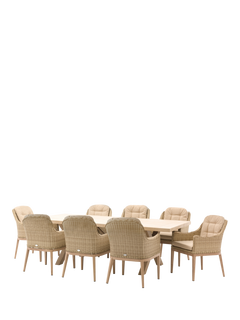 Bramblecrest Monterey 8-Seater Garden Dining Table & Chairs Set, Sandstone