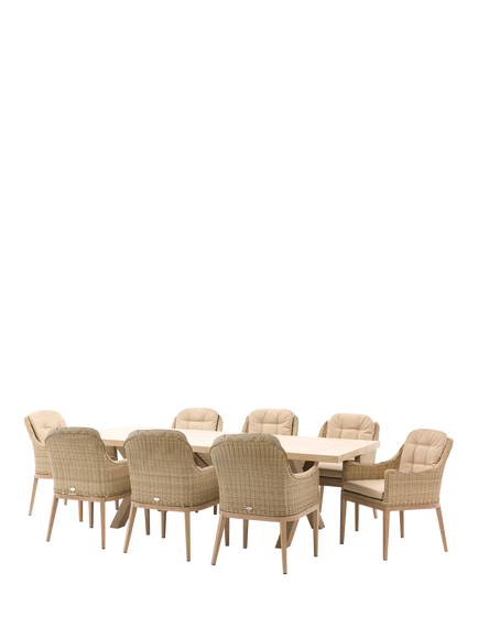 Bramblecrest Monterey Woven 8-Seater Garden Dining Table & Chairs Set, Sandstone, Sandstone