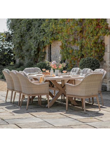 Bramblecrest Monterey Woven 8-Seater Garden Dining Table & Chairs Set, Sandstone - view 2, Sandstone