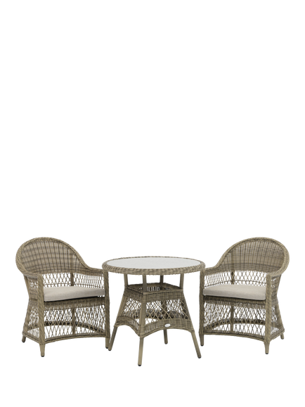Bramblecrest RHS Rosemoor 2-Seater Round Garden Bistro Table & Chairs Set, Latte, Latte