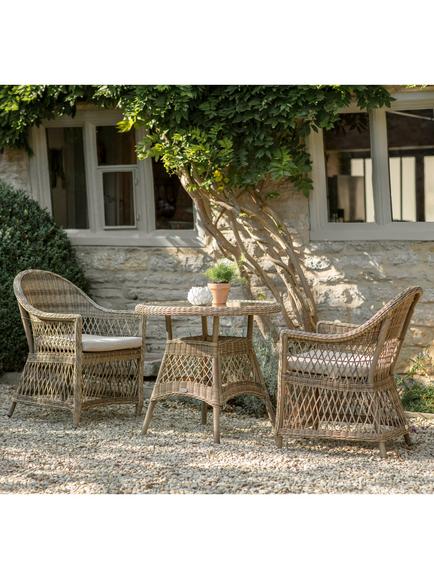 Bramblecrest RHS Rosemoor 2-Seater Round Garden Bistro Table & Chairs Set, Latte - view 2, Latte