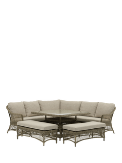 Bramblecrest RHS Rosemoor 8-Seater Corner Sofa & Square Garden Table Lounge Set, Latte, Latte