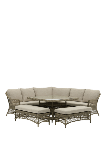 Bramblecrest RHS Rosemoor 8-Seater Corner Sofa & Square Garden Table Lounge Set, Latte, Latte
