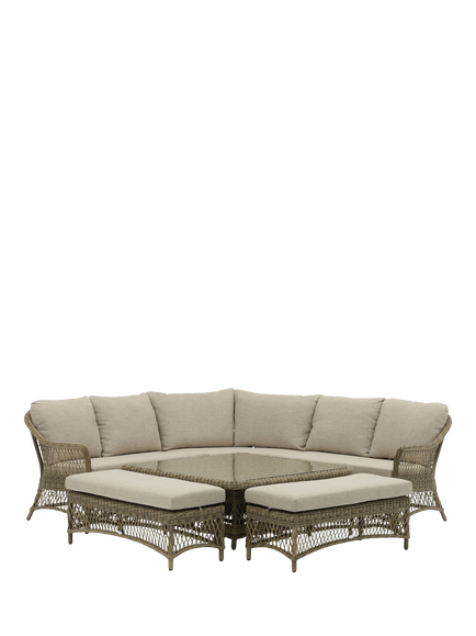 Bramblecrest RHS Rosemoor 8-Seater Corner Sofa & Square Garden Table Lounge Set, Latte - view 2, Latte