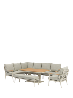 Bramblecrest RHS Wisley 7-Seater Garden L-Shaped Sofa Set with Height Adjustable Table, Mocha, Mocha