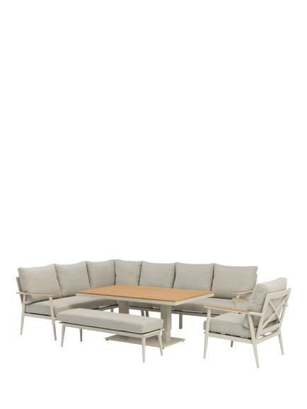 Bramblecrest RHS Wisley 7-Seater Garden L-Shaped Sofa Set with Height Adjustable Table, Mocha, Mocha