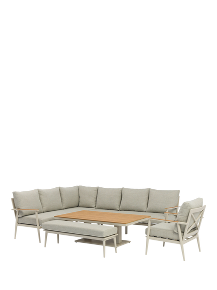Bramblecrest RHS Wisley 7-Seater Garden L-Shaped Sofa Set with Height Adjustable Table, Mocha - view 2, Mocha