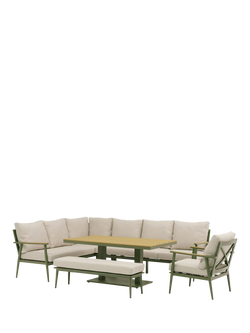 Bramblecrest RHS Wisley 7-Seater Garden L-Shaped Sofa Set with Height Adjustable Table, Sage, Sage