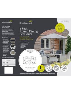 Bramblecrest Rattan 4-Seater Round Dining Set Water Repellent Garden Furniture Covers, Khaki - view 2, Khaki