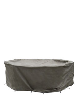 Bramblecrest Rattan 6-Seater Elliptical Dining Set Water Repellent Garden Furniture Covers, Khaki, Khaki