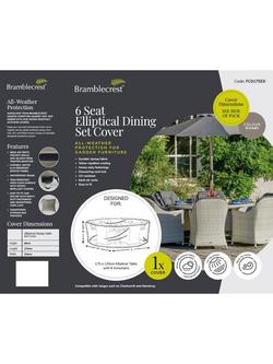 Bramblecrest Rattan 6-Seater Elliptical Dining Set Water Repellent Garden Furniture Covers, Khaki - view 2, Khaki