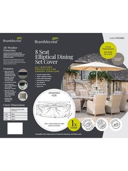 Bramblecrest Rattan 8-Seater Elliptical Dining Set Water Repellent Garden Furniture Covers, Khaki - view 2, Khaki