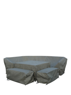 Bramblecrest Rattan Curved Corner Sofa Set Water Repellent Garden Furniture Covers, Khaki, Khaki
