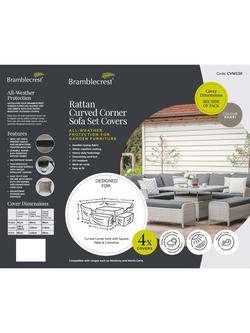 Bramblecrest Rattan Curved Corner Sofa Set Water Repellent Garden Furniture Covers, Khaki - view 2, Khaki