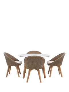 Gallery Direct Avena 4-Seater Round Garden Dining Table & Chairs Set, Grey