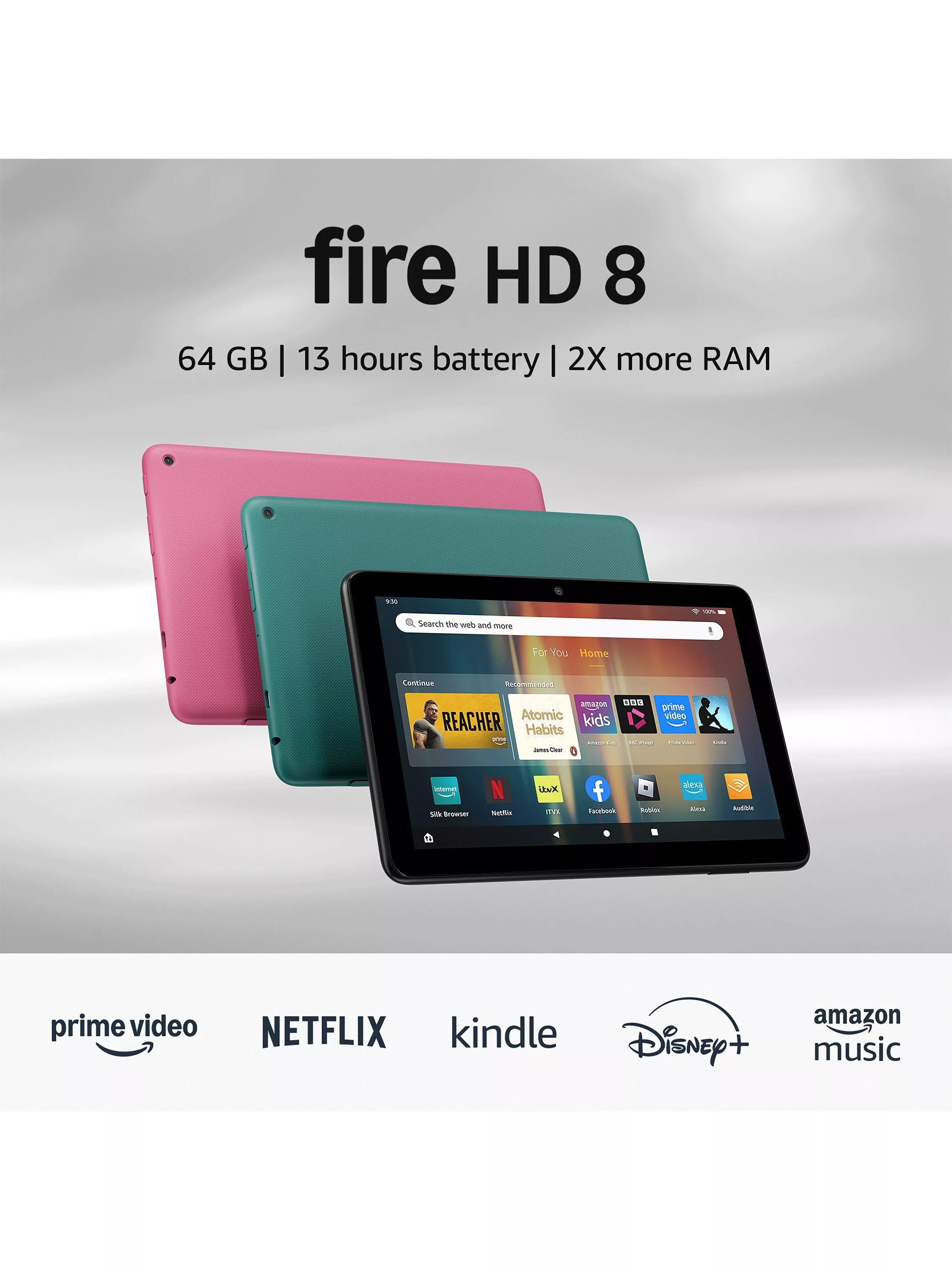 Amazon Fire HD 8 Tablet (2024) with Alexa Hands-Free, Hexa-core