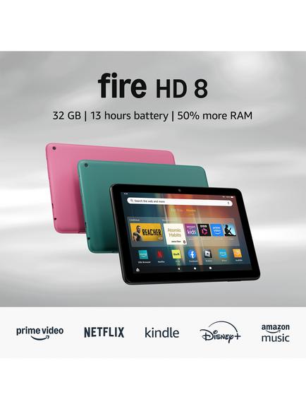 Amazon Fire HD 8 Tablet (2024) with Alexa Hands-Free, Hexa-core, Fire OS, Wi-Fi, 32 GB, 8", with Special Offers, Emerald - view 2, Black