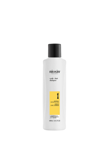 Nioxin Pro Clinical System 1 Scalp + Hair Thickening Shampoo for Natural Hair with Light Thinning, 300ml, 