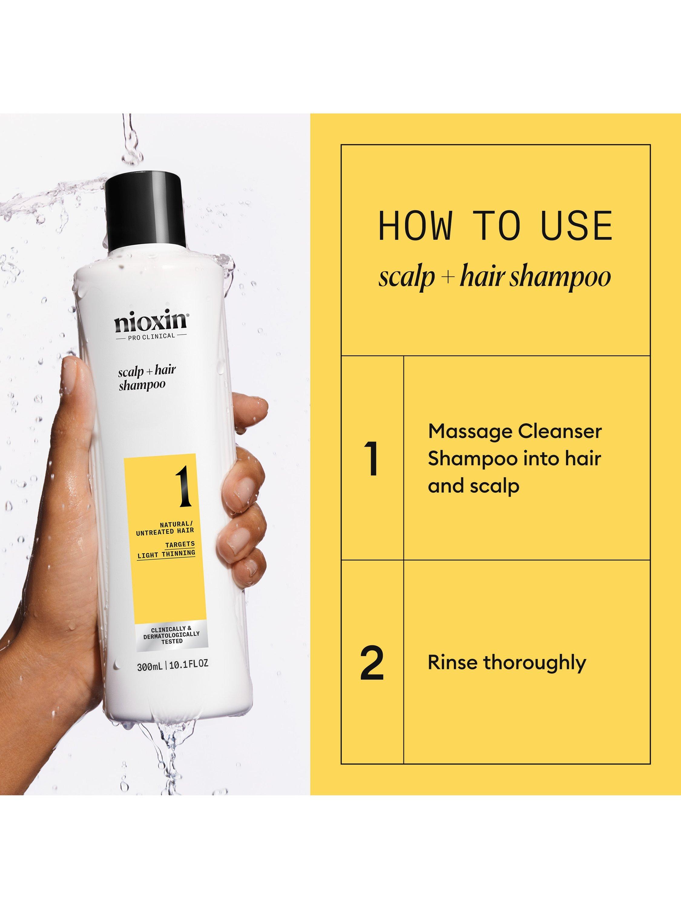 Product image 6 of 10, which shows Nioxin Pro Clinical System 1 Scalp + Hair Thickening Shampoo for Natural Hair with Light Thinning, 300ml