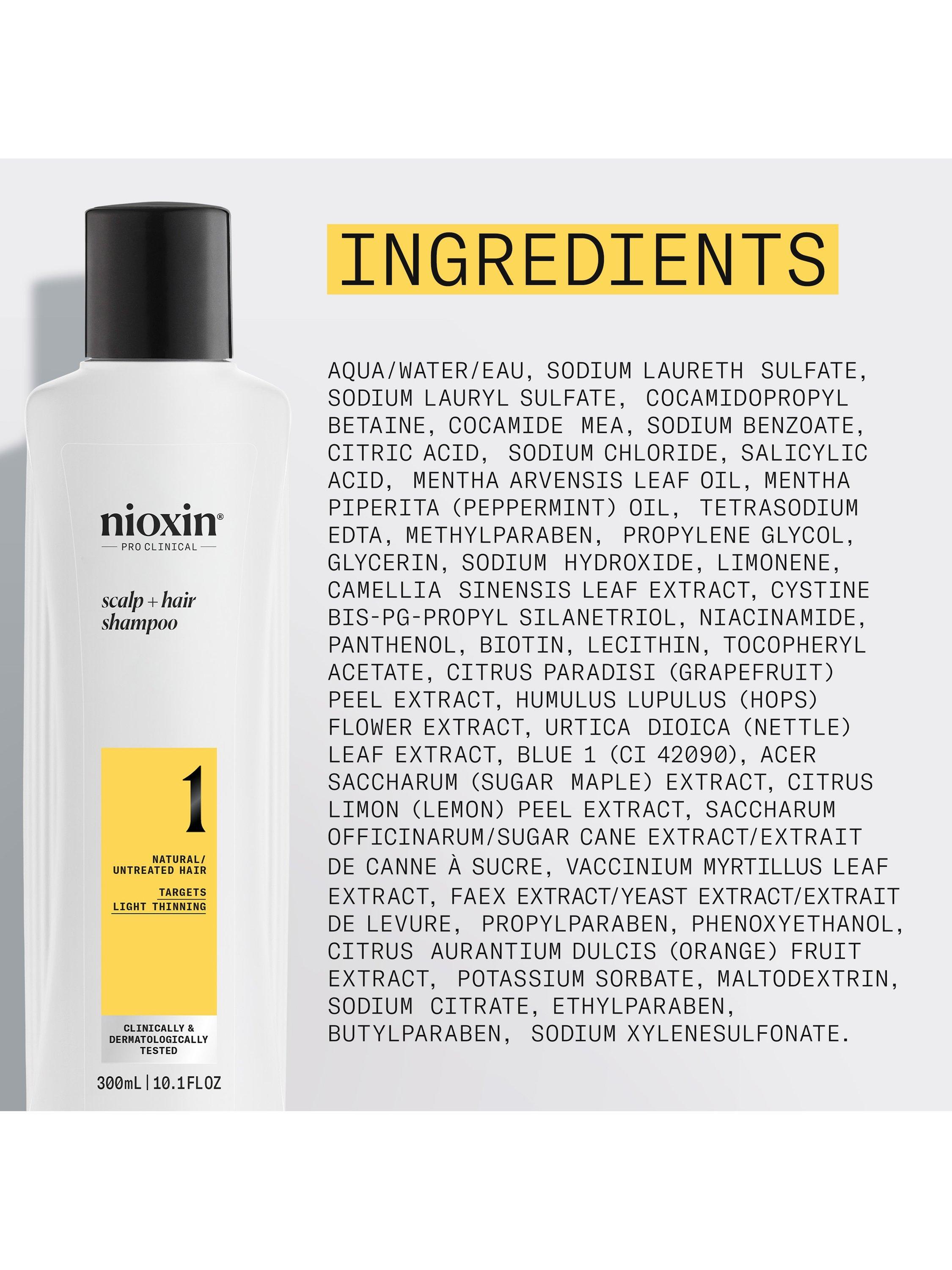 Product image 9 of 10, which shows Nioxin Pro Clinical System 1 Scalp + Hair Thickening Shampoo for Natural Hair with Light Thinning, 300ml